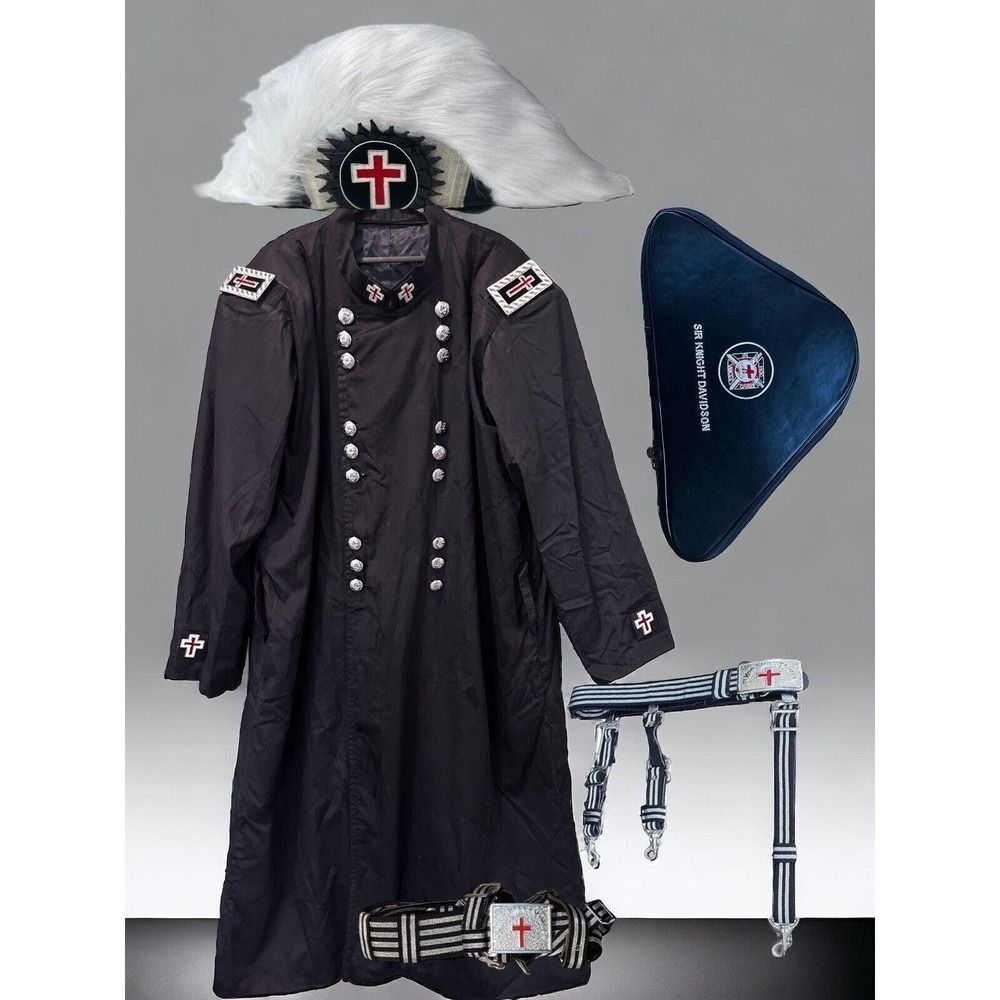 Sir Knights Templar Masonic Templer Outfit Hat Shoulder Boards Sword Belt Case‌‌